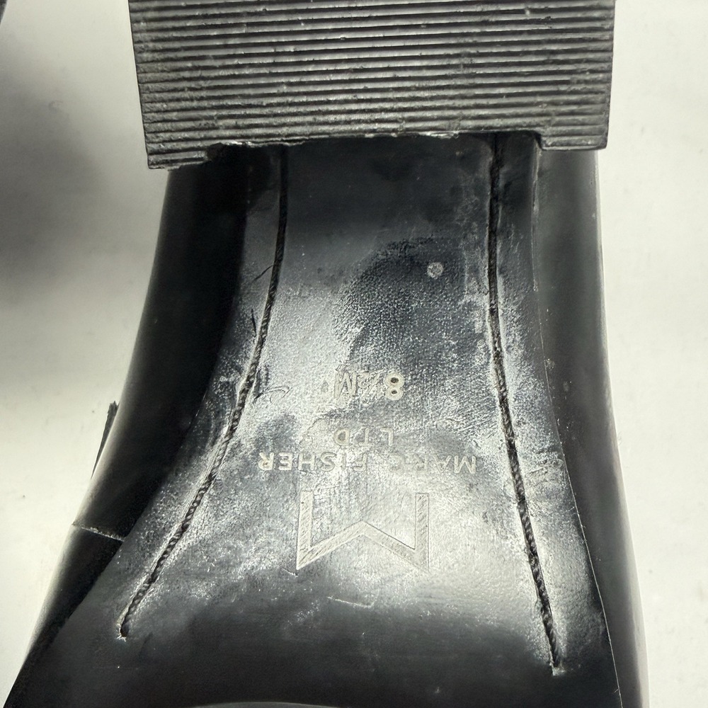 MARC FISHER LTD Patent Leather Fringe Block Heels Studded Loafers Shoes SZ 8.5 - Picture 6 of 7